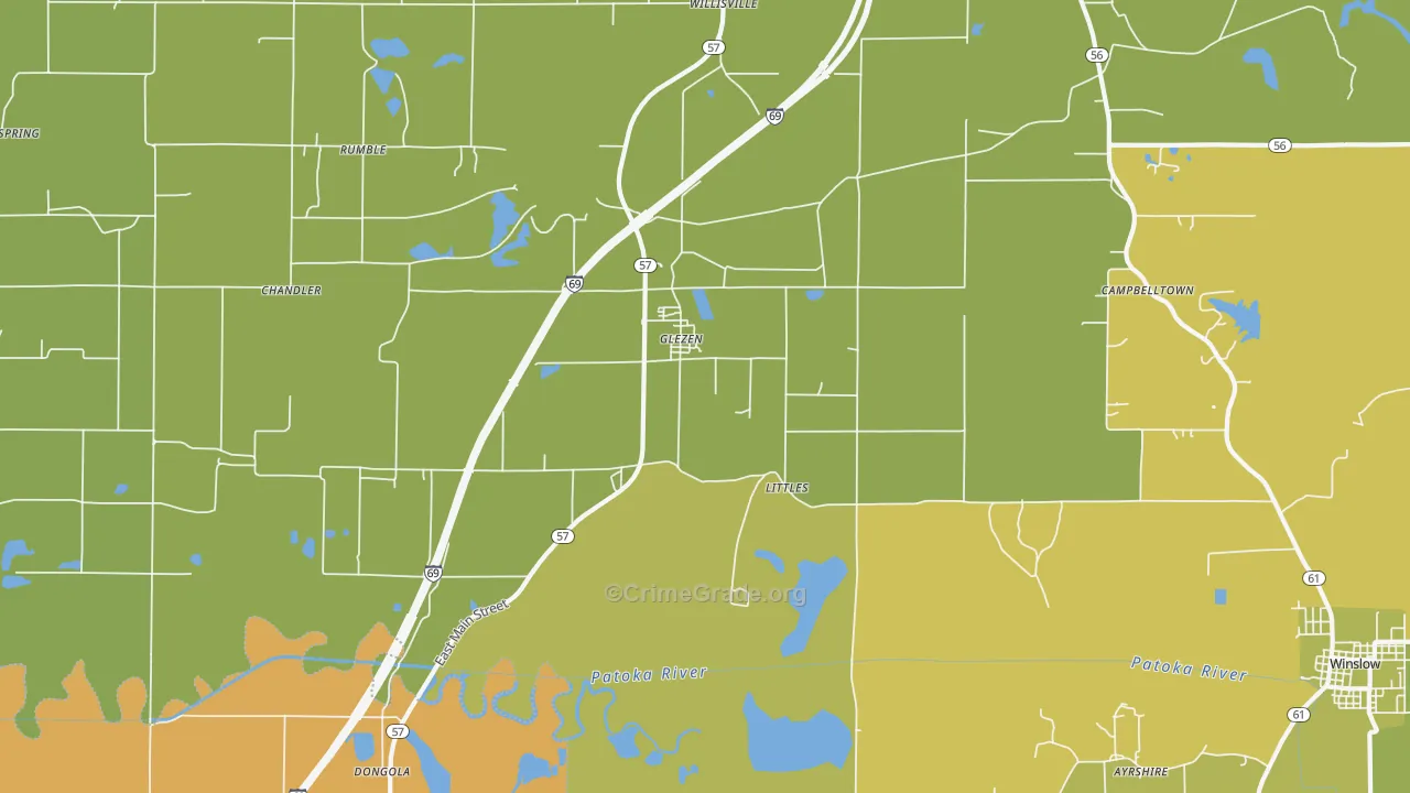 Glezen, IN Map of Drug-Related Crime Rates