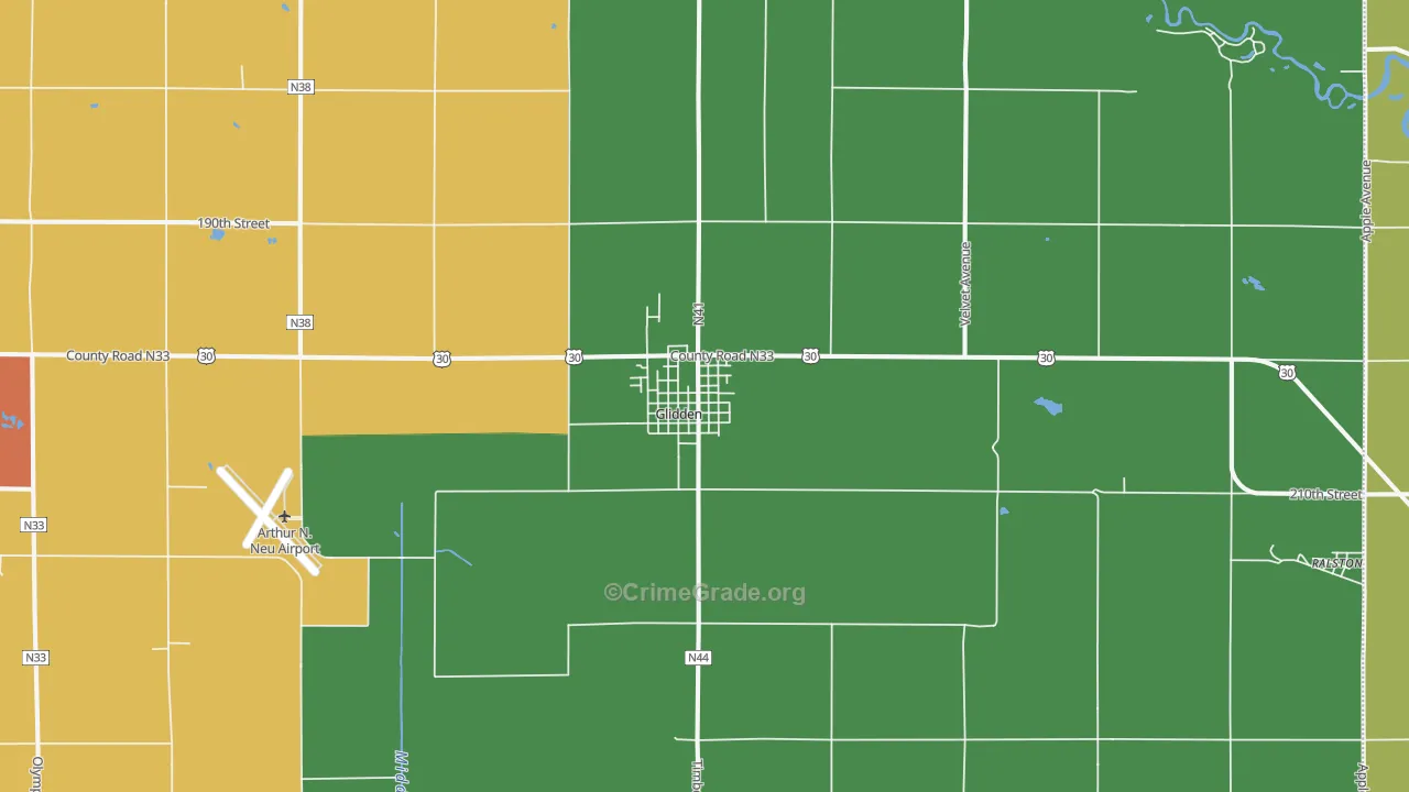 Glidden, IA Map of Drug-Related Crime Rates