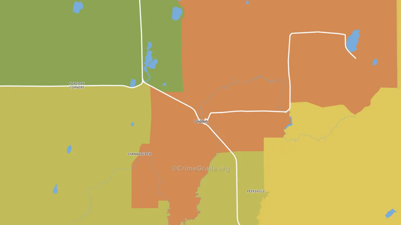 Glidden, WI Map of Drug-Related Crime Rates