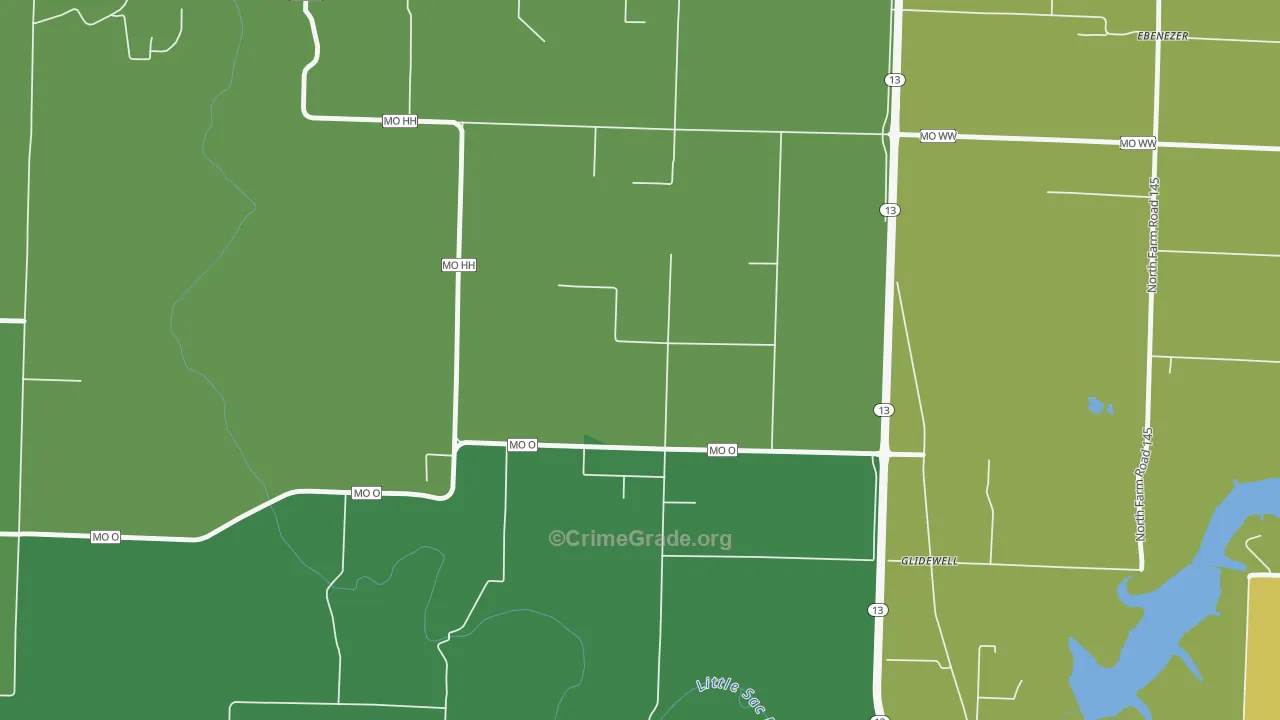 Glidewell, MO Map of Drug-Related Crime Rates