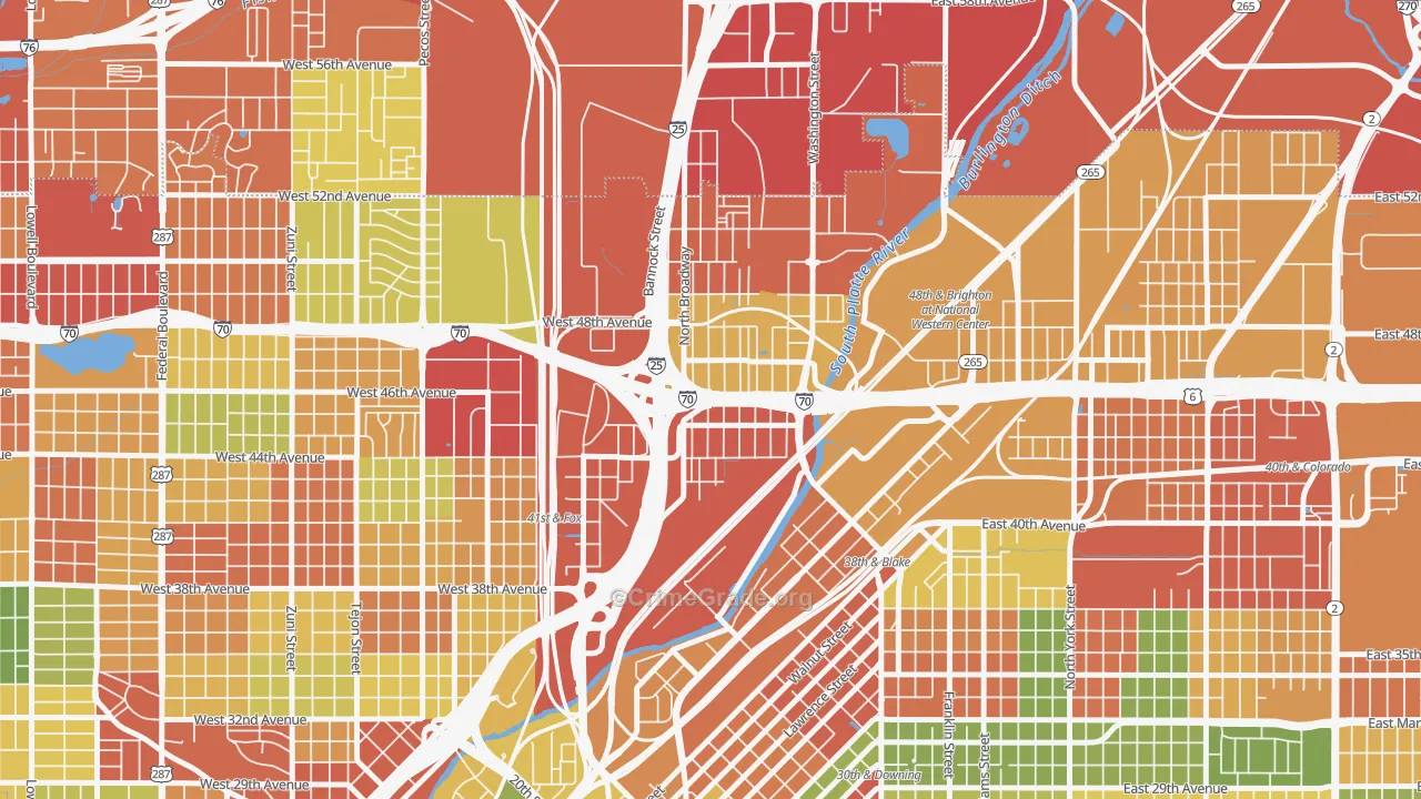 Globeville, Denver, CO Map of Drug-Related Crime Rates