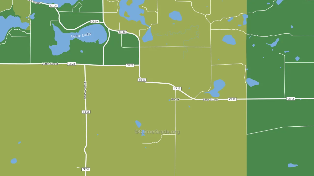 Glory, MN Map of Drug-Related Crime Rates