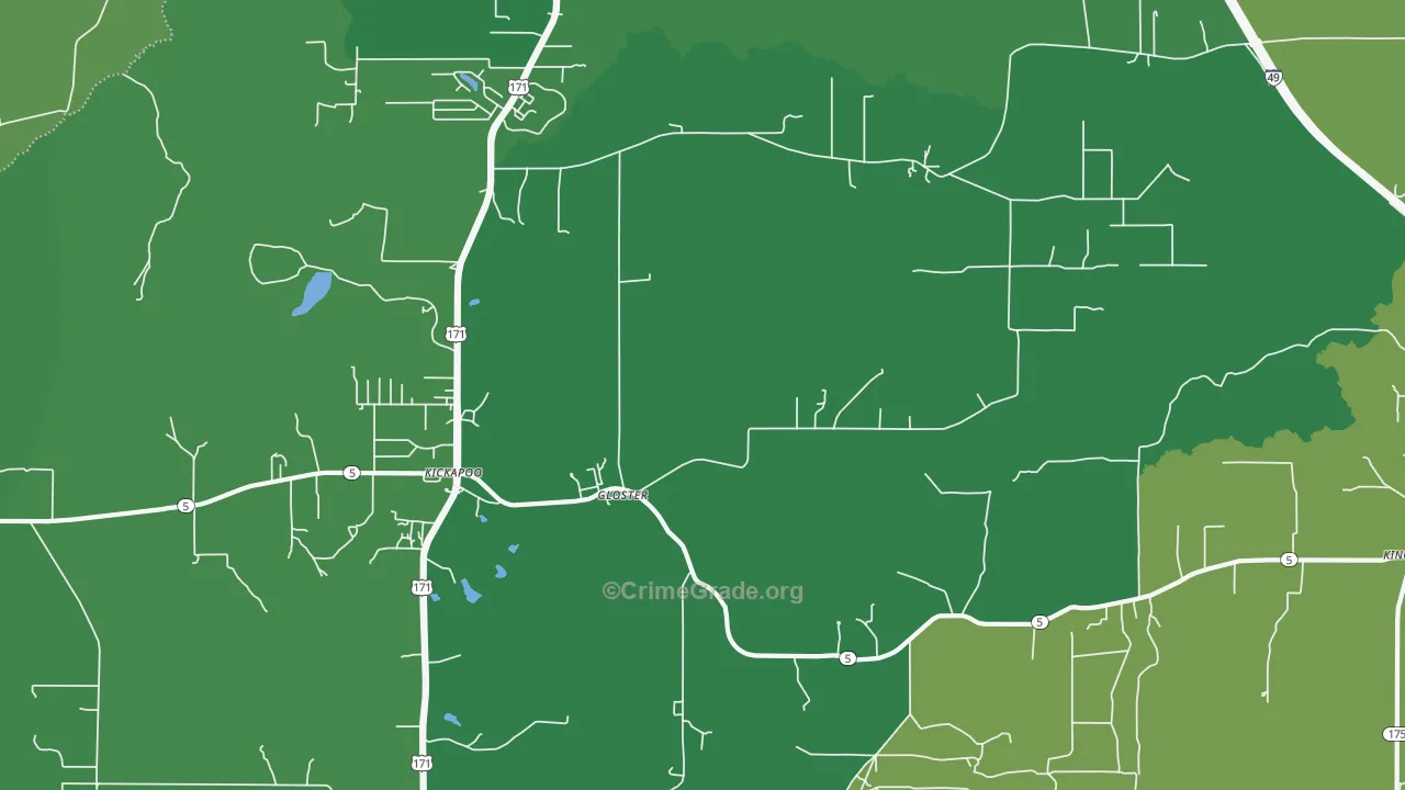 Gloster, LA Map of Drug-Related Crime Rates