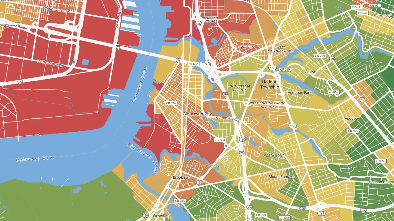 Gloucester City, NJ Map of Drug-Related Crime Rates