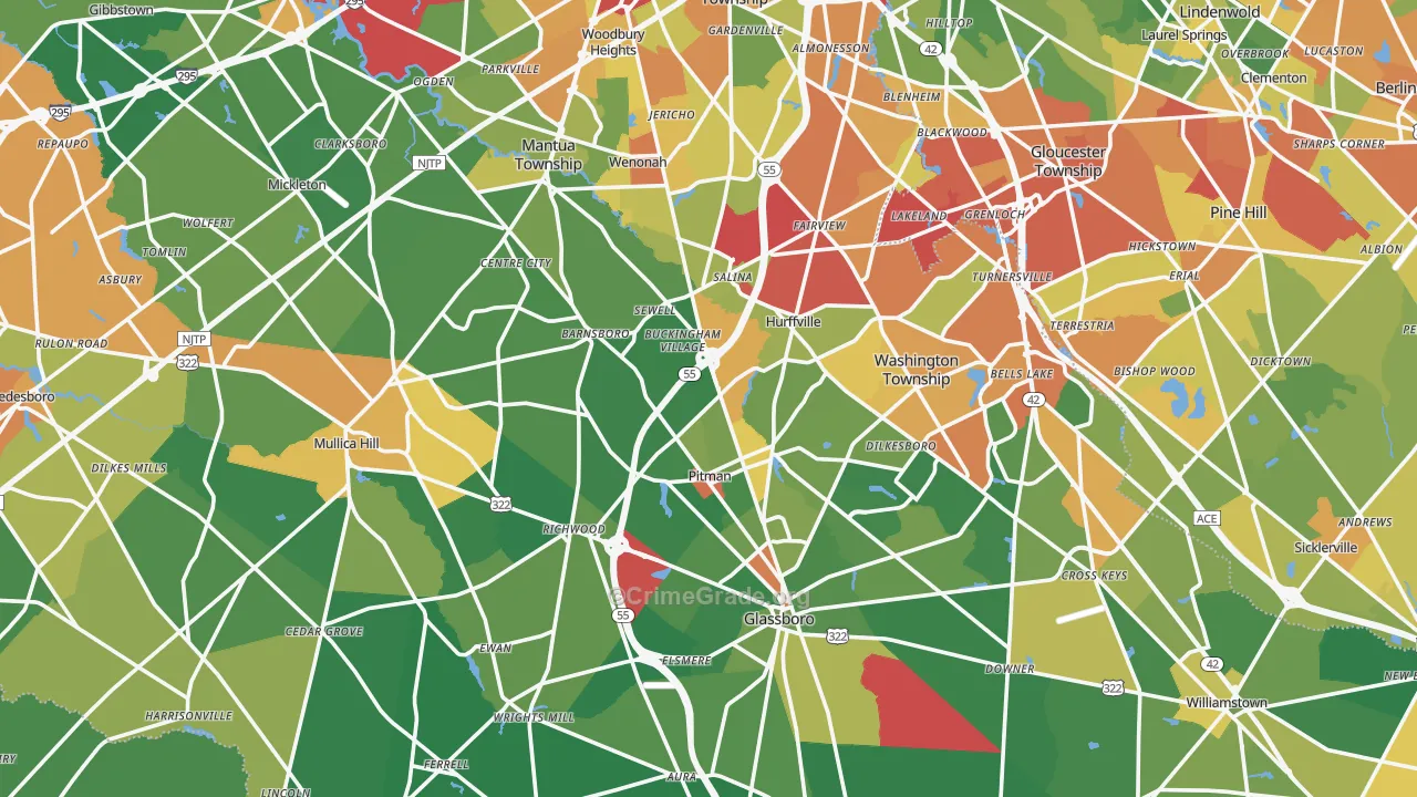 Gloucester County, NJ Map of Drug-Related Crime Rates