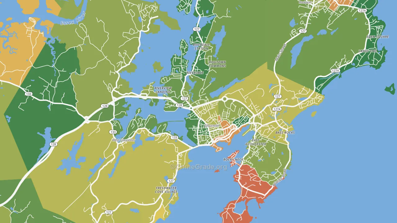 Gloucester, MA Map of Drug-Related Crime Rates