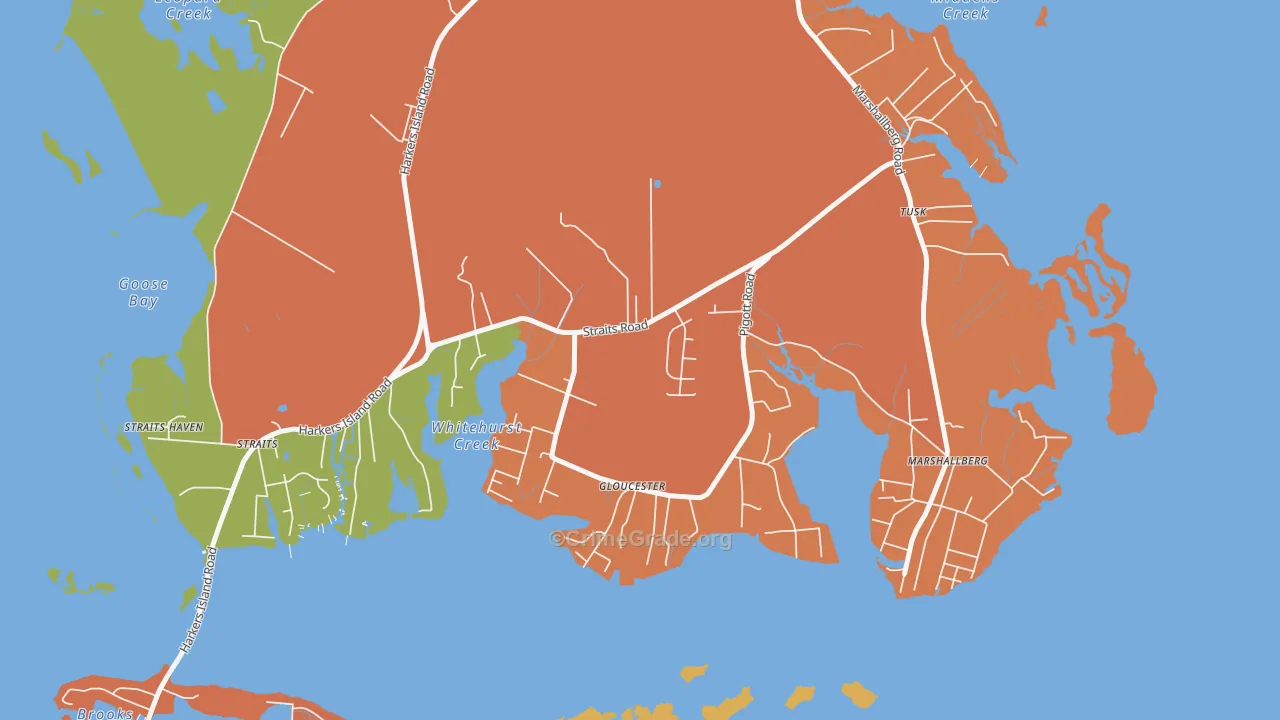 Gloucester, NC Map of Drug-Related Crime Rates