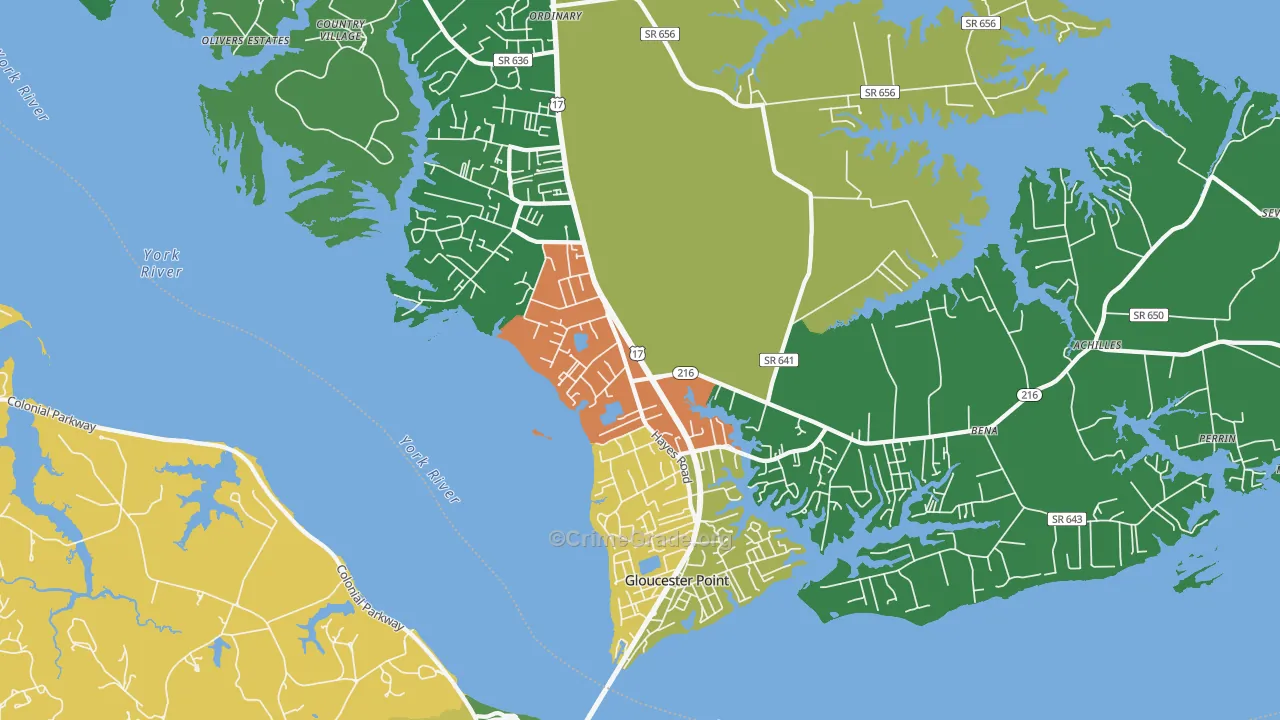 Gloucester Point, VA Map of Drug-Related Crime Rates