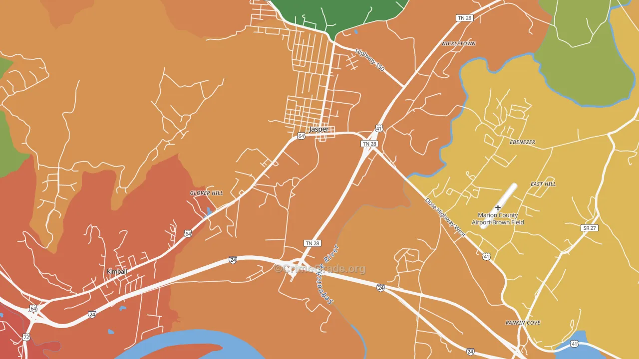 Glover Hill, TN Map of Drug-Related Crime Rates