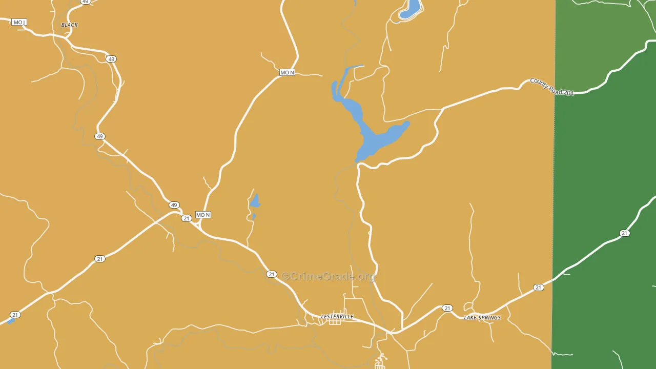 Glover, MO Map of Drug-Related Crime Rates