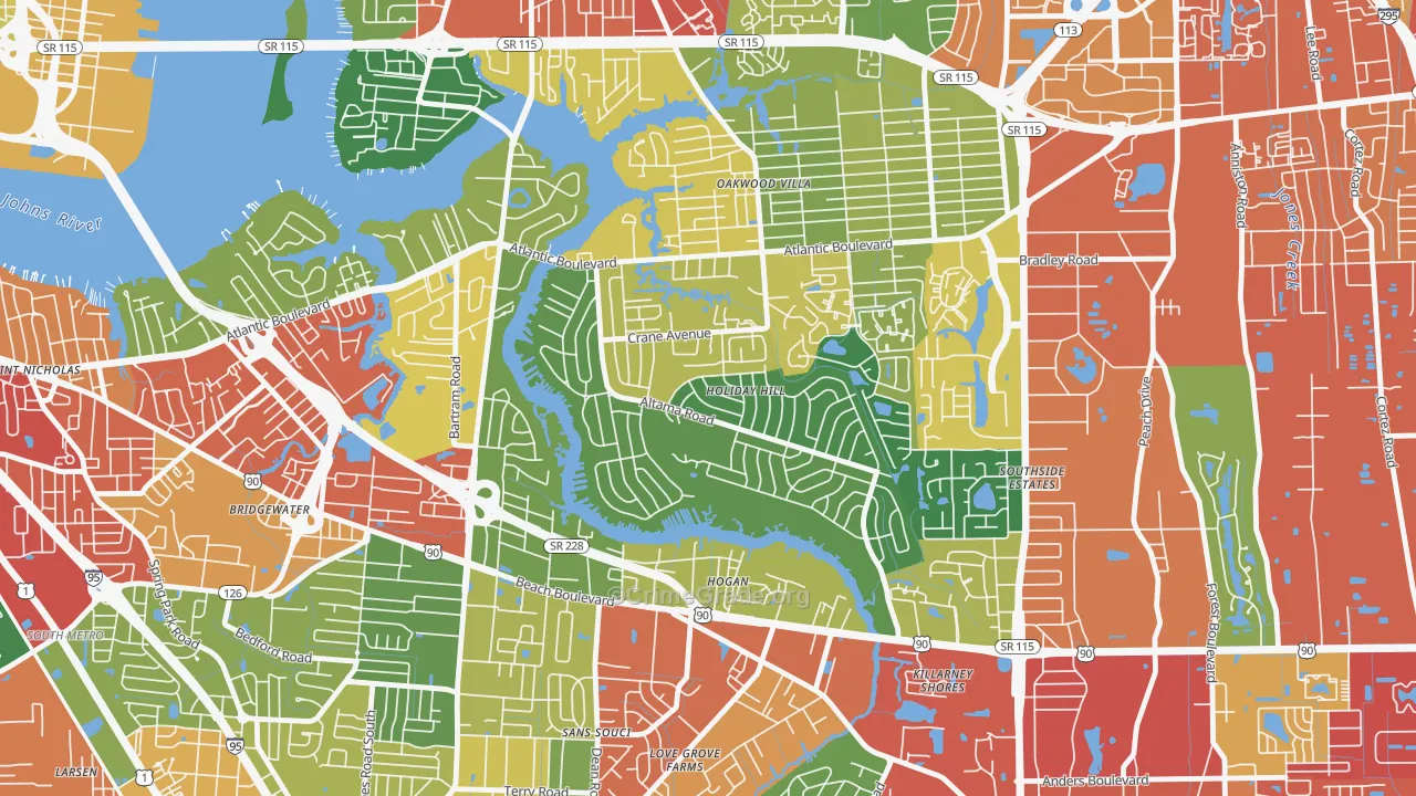 Glynlea-Grove Park, Jacksonville, FL Map of Drug-Related Crime Rates
