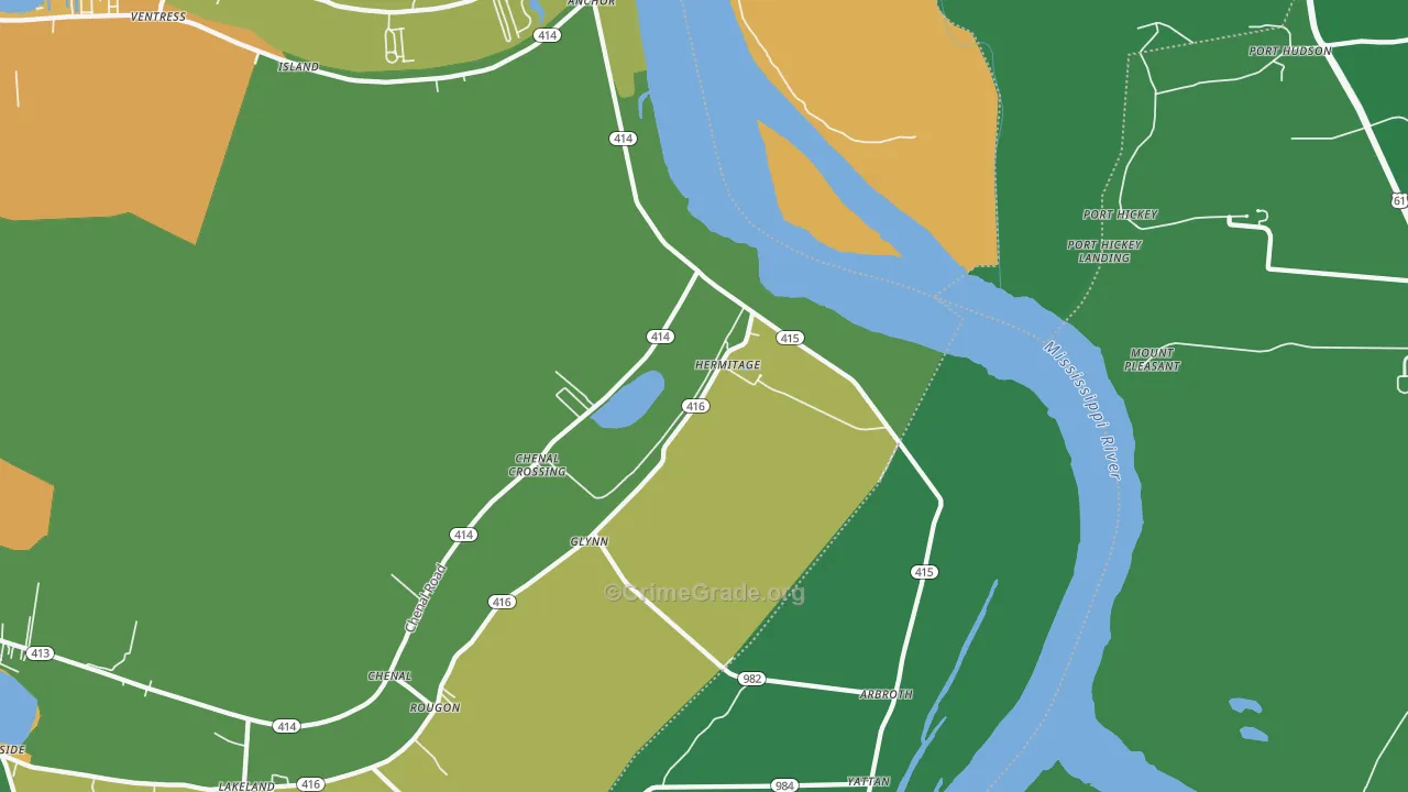 Glynn, LA Map of Drug-Related Crime Rates