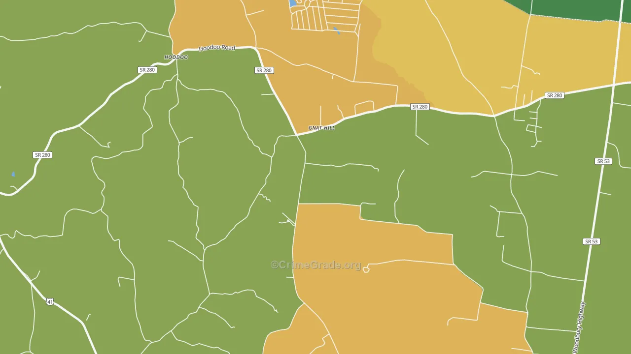 Gnat Hill, TN Map of Drug-Related Crime Rates
