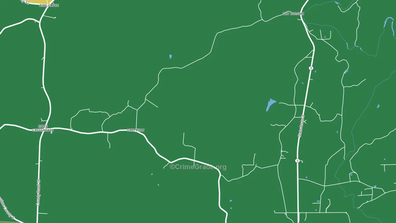 Gnatville, AL Map of Drug-Related Crime Rates