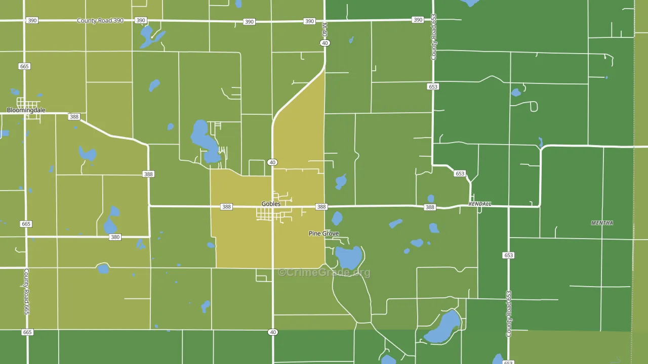 Gobles, MI Map of Drug-Related Crime Rates