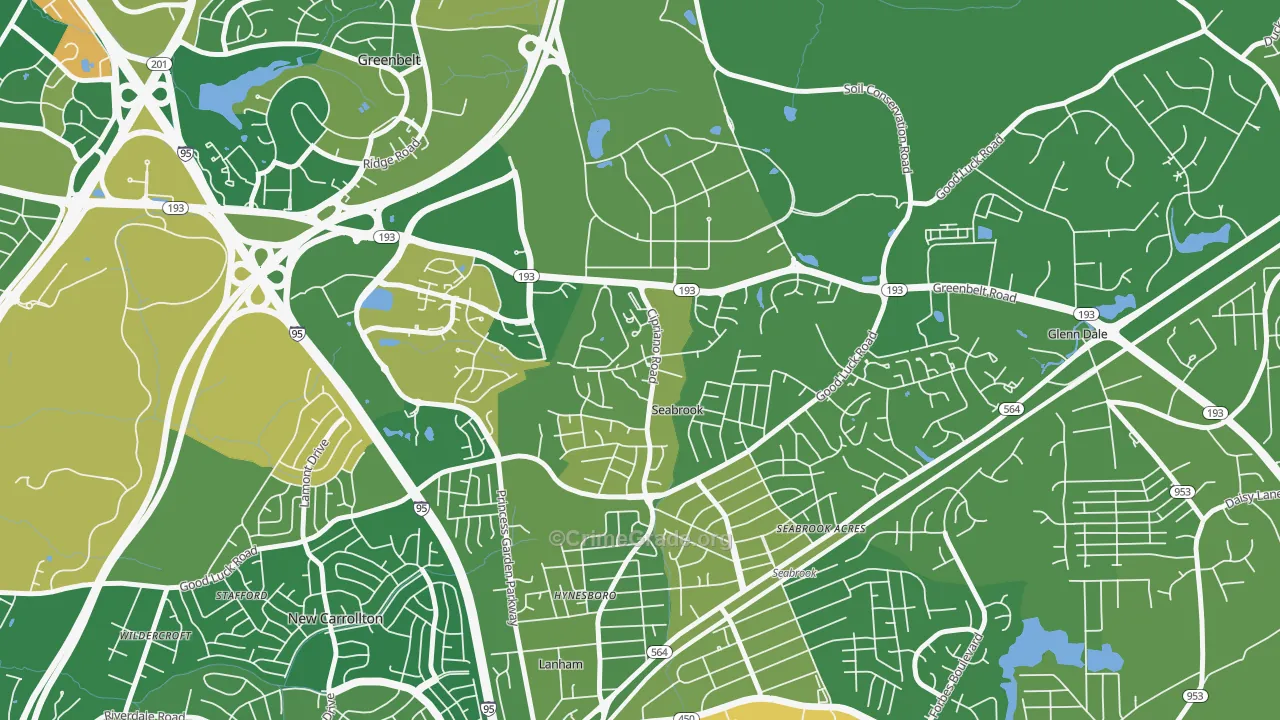 Goddard, Seabrook, MD Map of Drug-Related Crime Rates