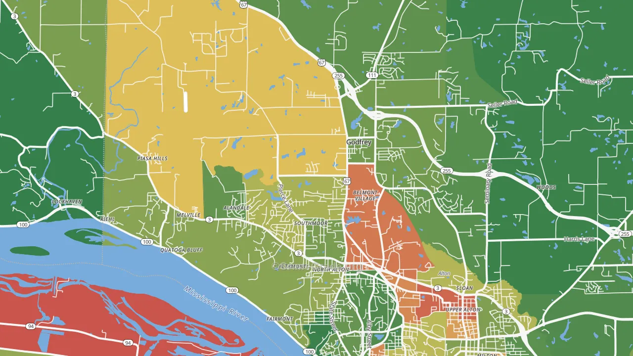 Godfrey, IL Map of Drug-Related Crime Rates