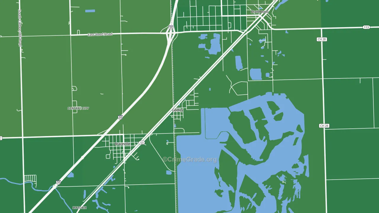 Godley, IL Map of Drug-Related Crime Rates