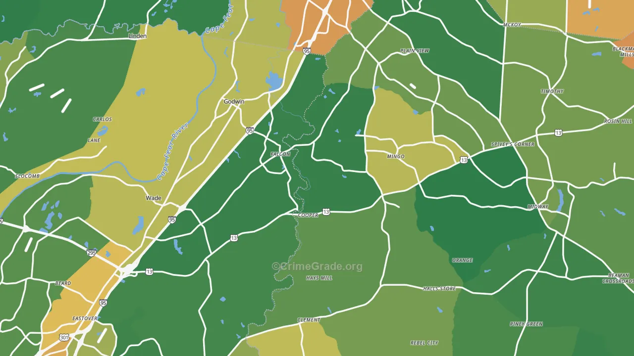 Godwin, NC Map of Drug-Related Crime Rates