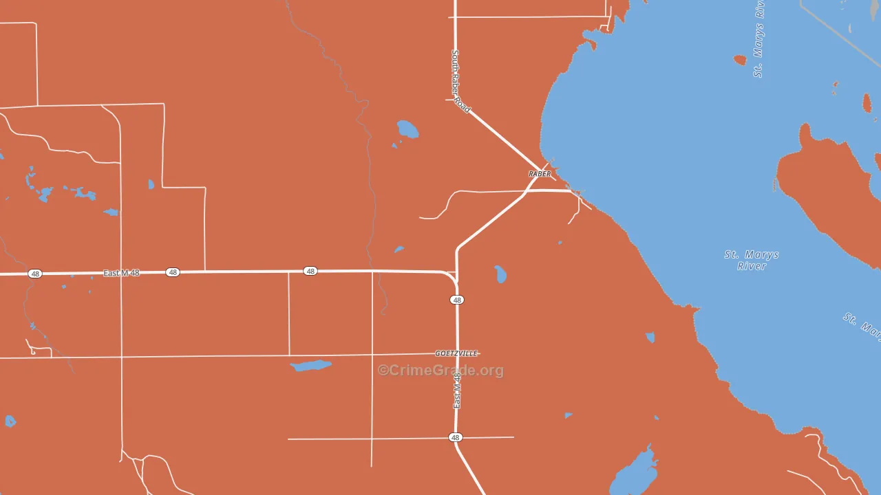 Goetzville, MI Map of Drug-Related Crime Rates