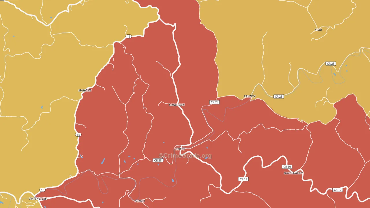 Goffs, WV Map of Drug-Related Crime Rates