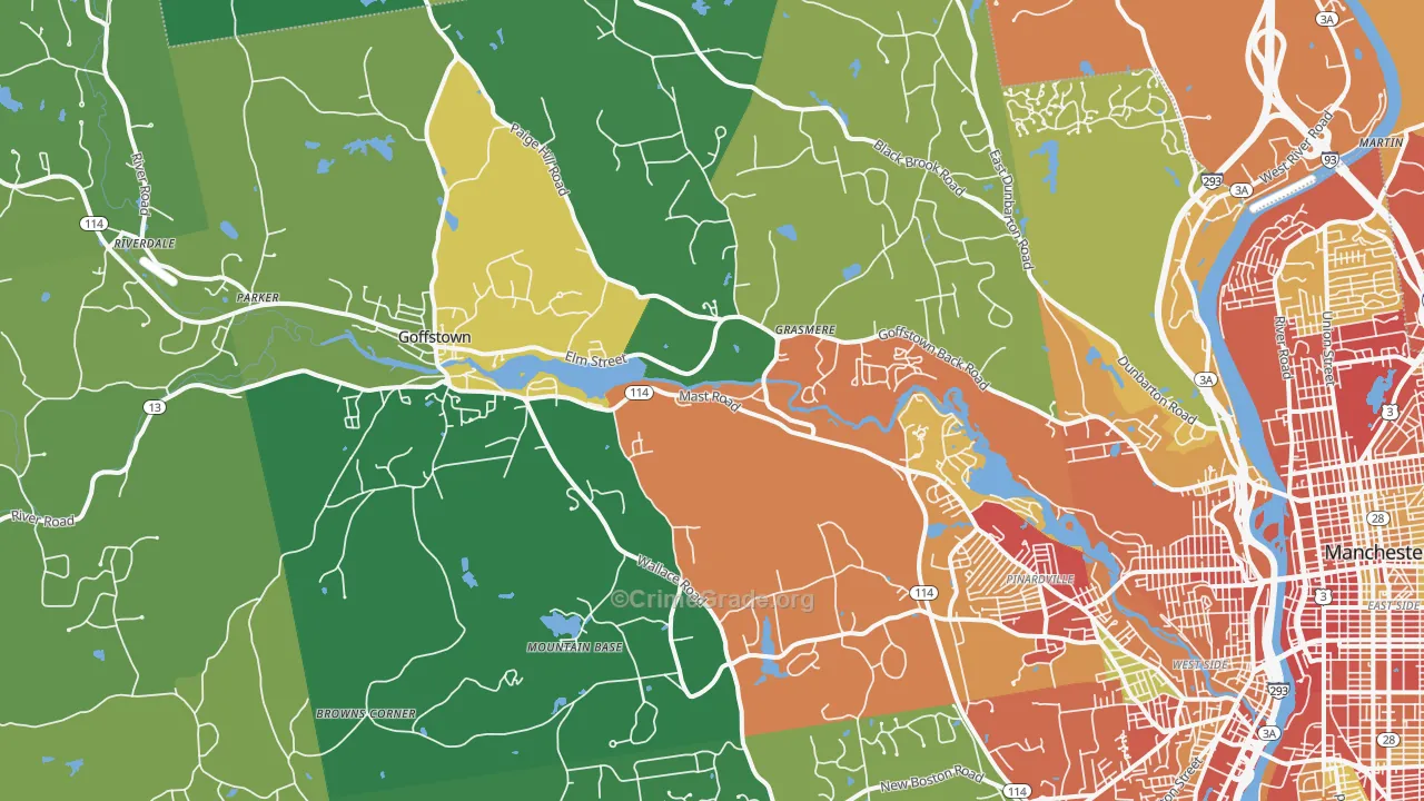 Goffstown, NH Map of Drug-Related Crime Rates