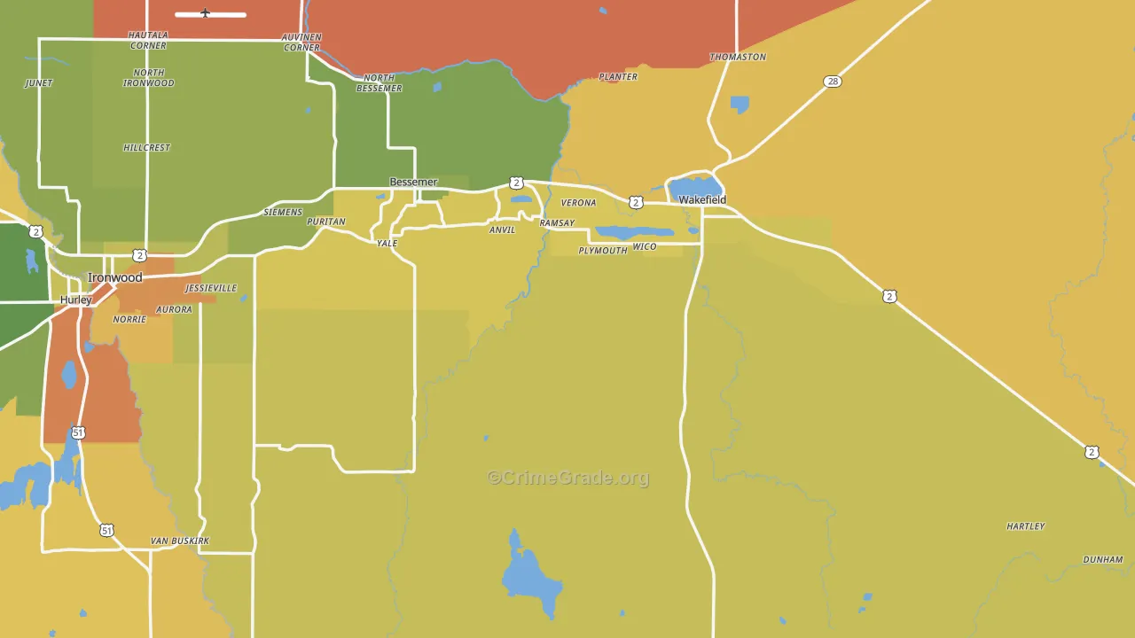 Gogebic County, MI Map of Drug-Related Crime Rates