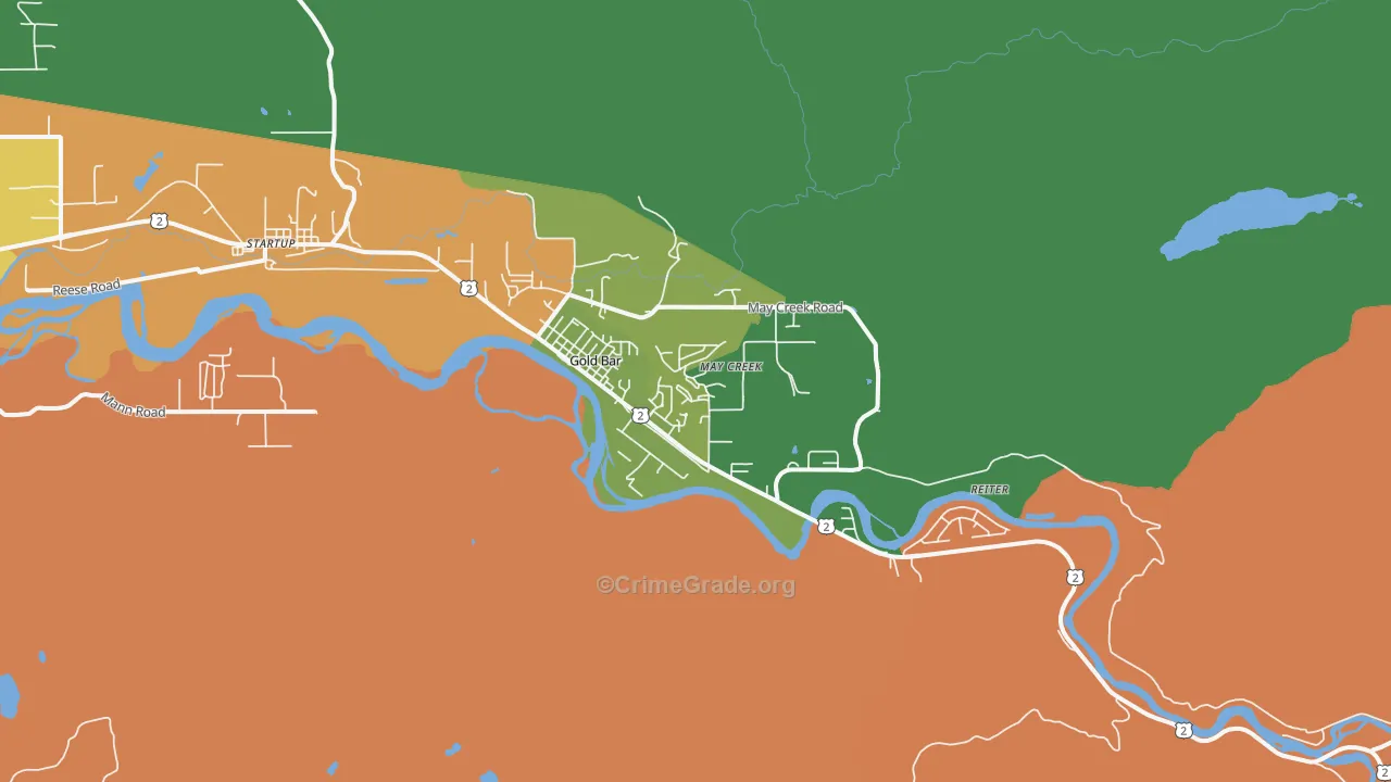 Gold Bar, WA Map of Drug-Related Crime Rates