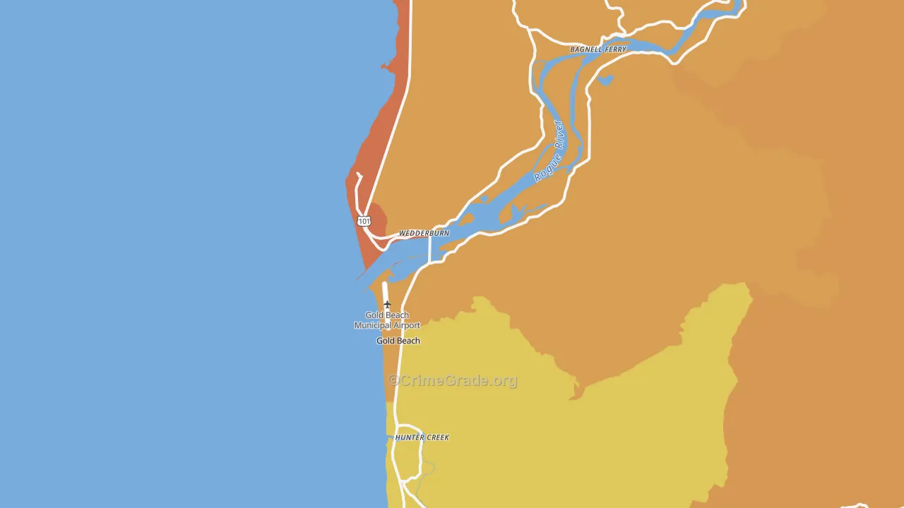 Gold Beach, OR Map of Drug-Related Crime Rates