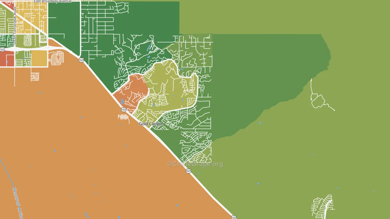 Gold Canyon, AZ Map of Drug-Related Crime Rates