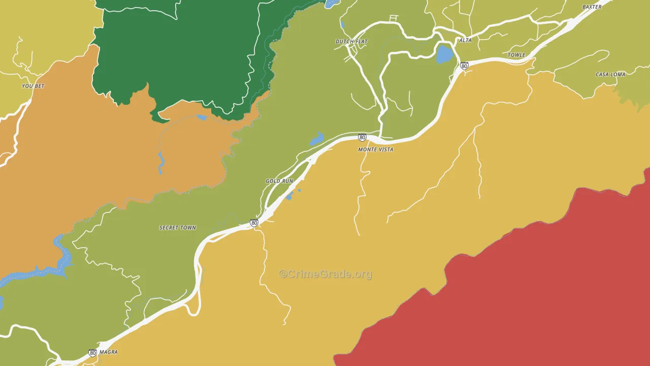 Gold Run, CA Map of Drug-Related Crime Rates