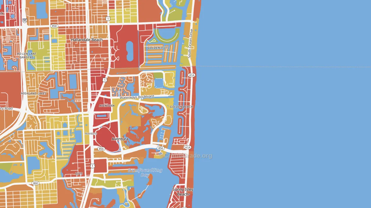Golden Beach, FL Map of Drug-Related Crime Rates