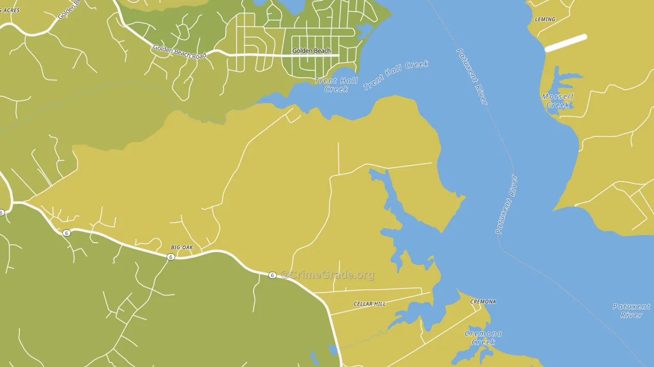 Golden Beach, MD Map of Drug-Related Crime Rates