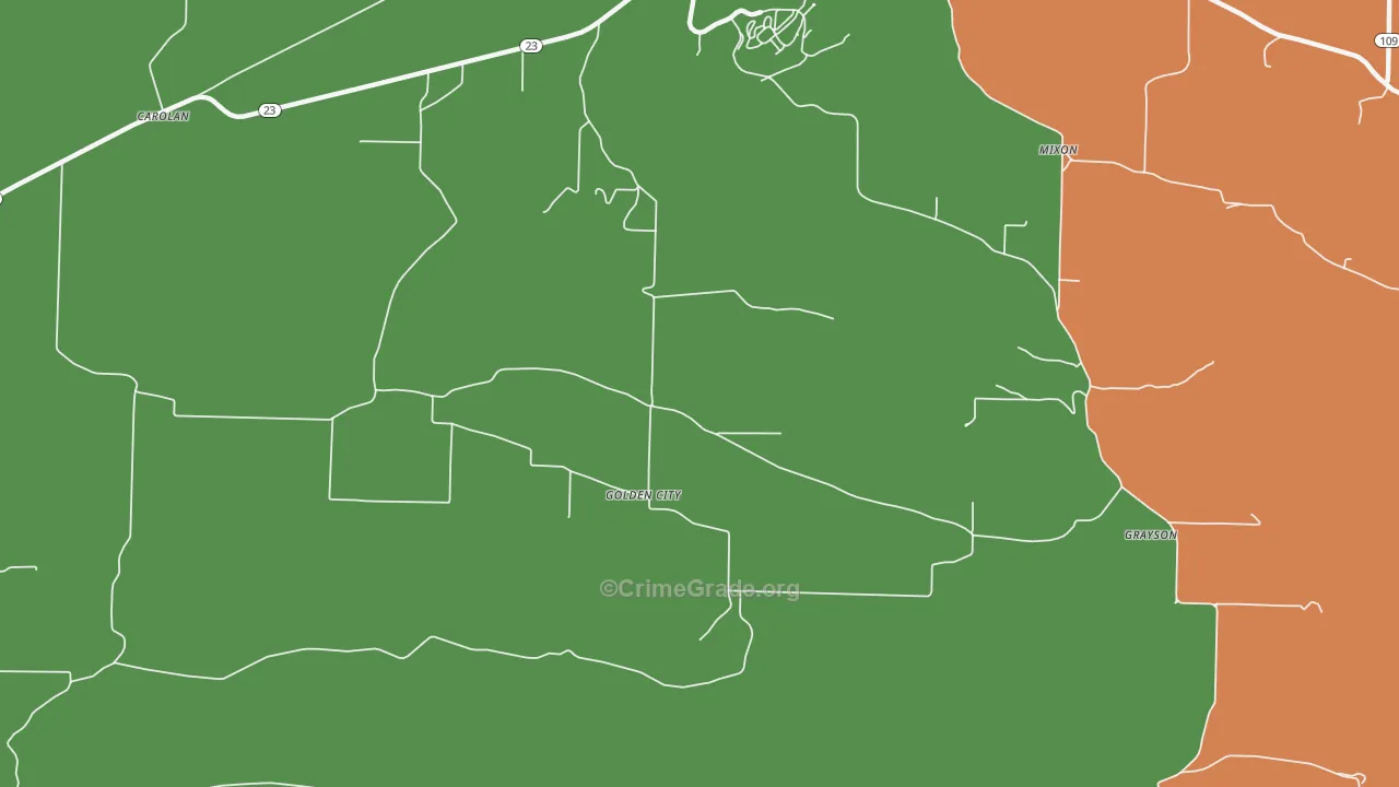 Golden City, AR Map of Drug-Related Crime Rates