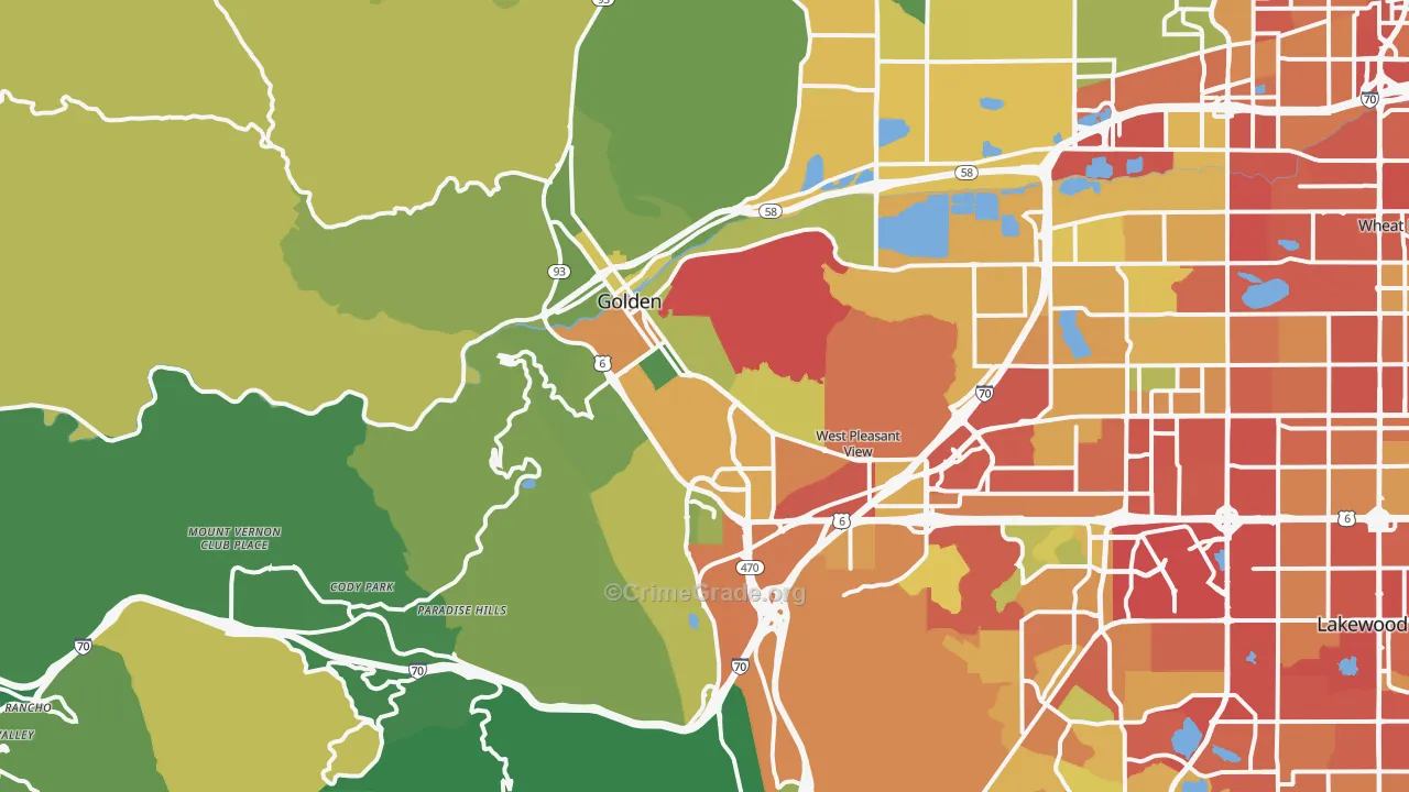 Golden, CO Map of Drug-Related Crime Rates