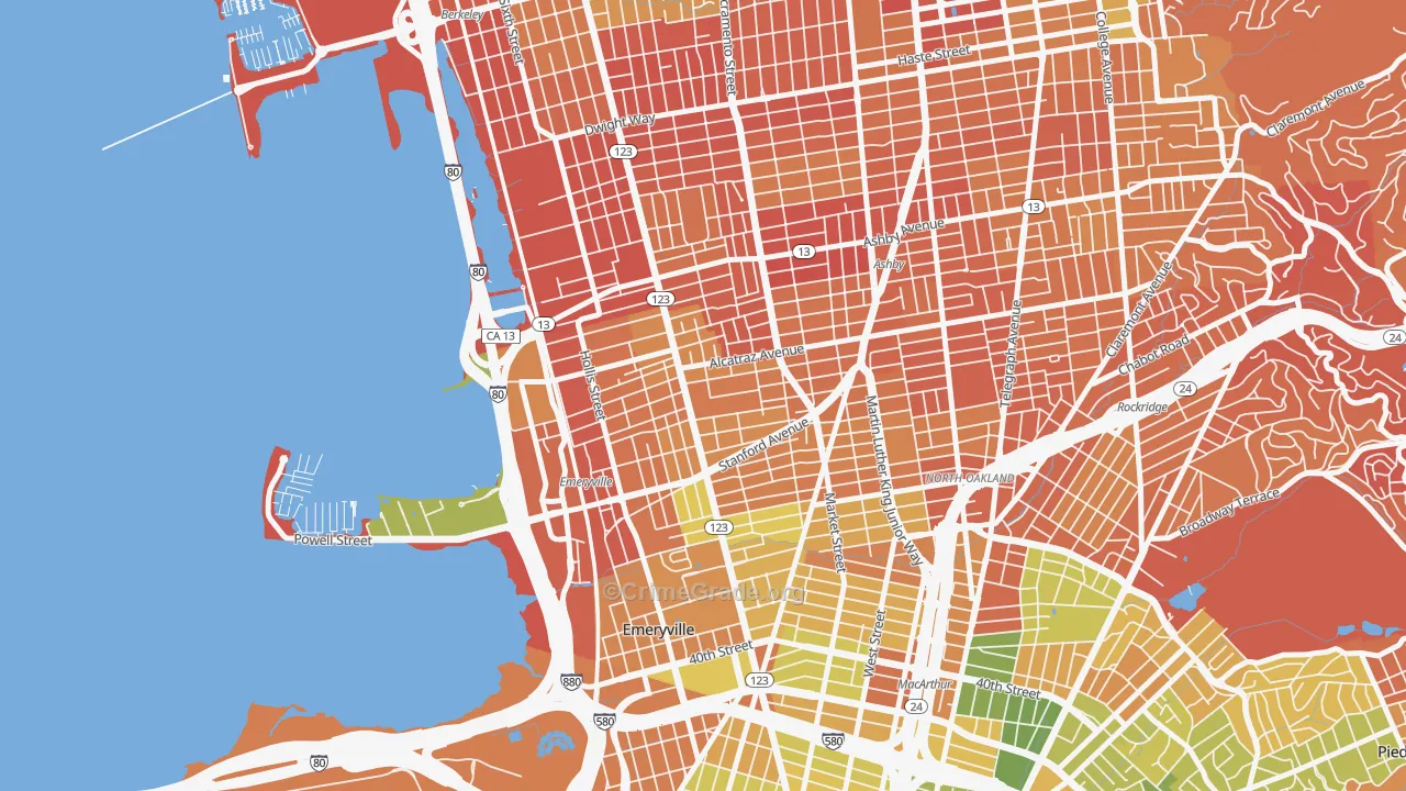 Golden Gate, Emeryville, CA Map of Drug-Related Crime Rates