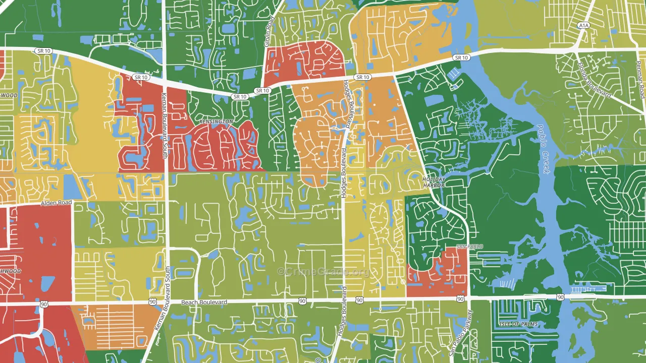 Golden Glades-The Woods, Jacksonville, FL Map of Drug-Related Crime Rates