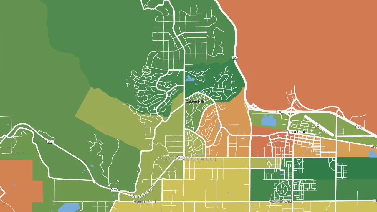 Golden Hills, CA Map of Drug-Related Crime Rates