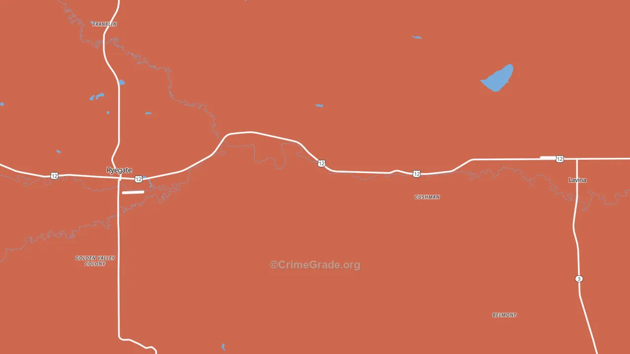 Golden Valley County, MT Map of Drug-Related Crime Rates