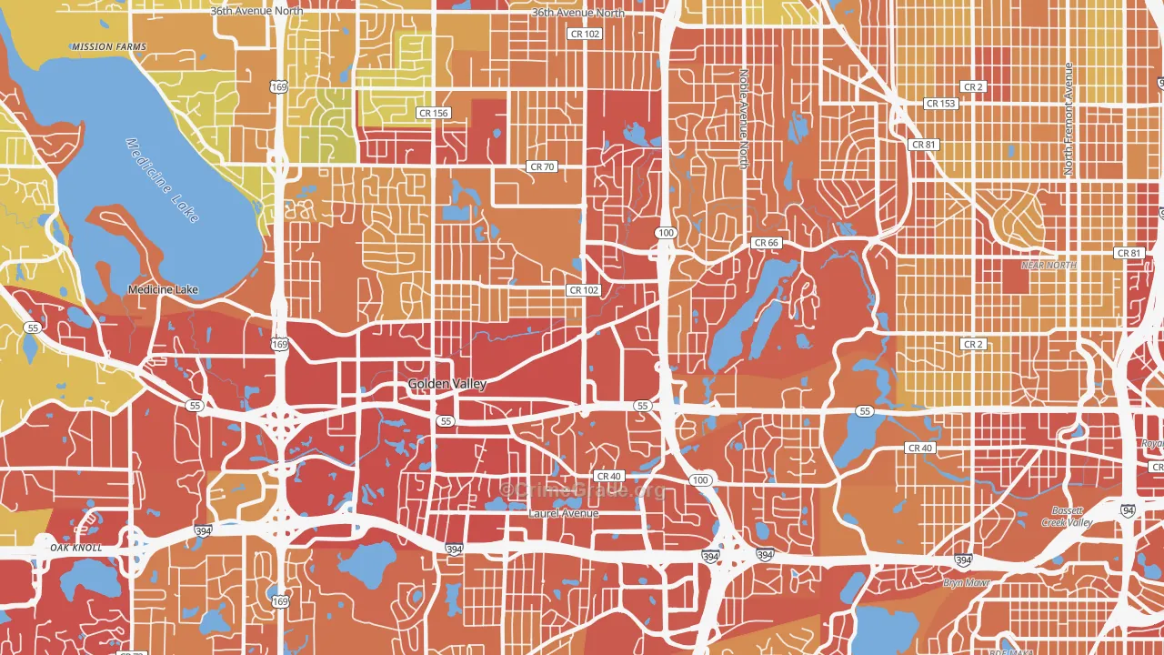 Golden Valley, MN Map of Drug-Related Crime Rates