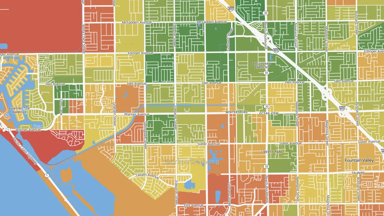 Goldenwest, Huntington Beach, CA Map of Drug-Related Crime Rates