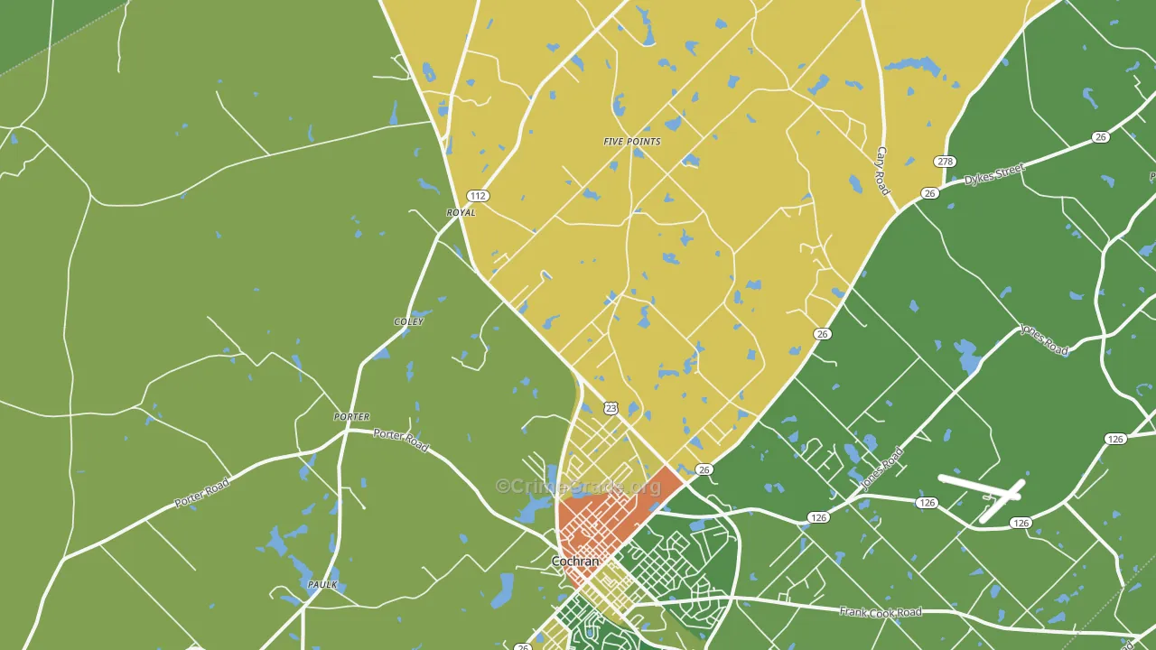 Goldsboro, GA Map of Drug-Related Crime Rates