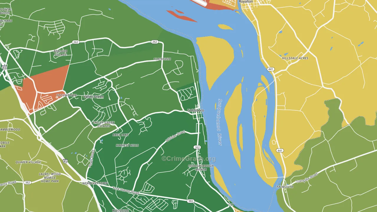 Goldsboro, PA Map of Drug-Related Crime Rates