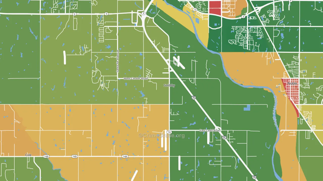 Goldsby, OK Map of Drug-Related Crime Rates