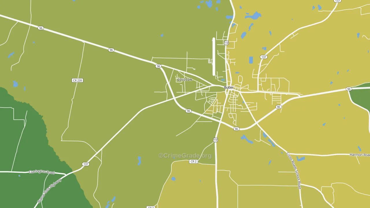 Goldson, GA Map of Drug-Related Crime Rates