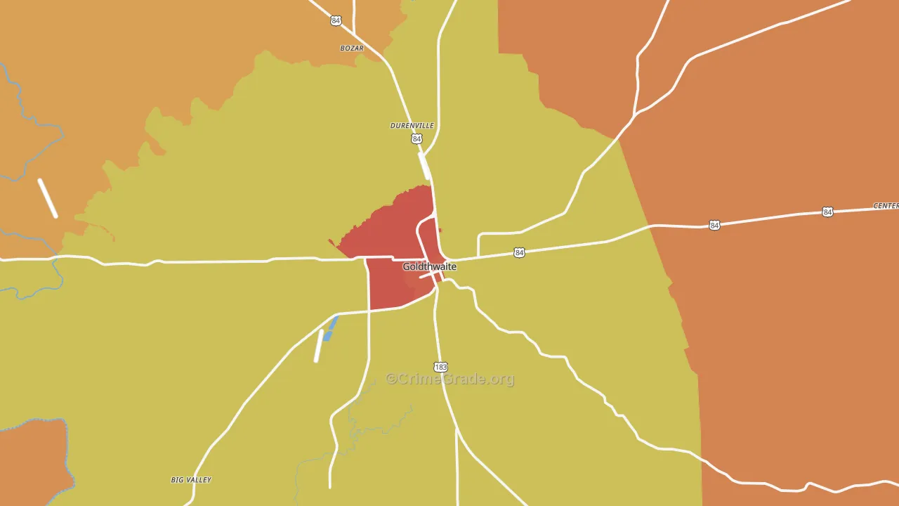Goldthwaite, TX Map of Drug-Related Crime Rates
