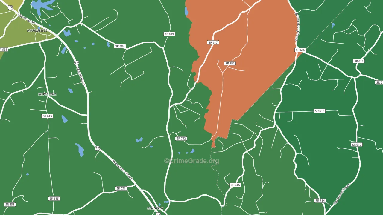 Goldvein, VA Map of Drug-Related Crime Rates
