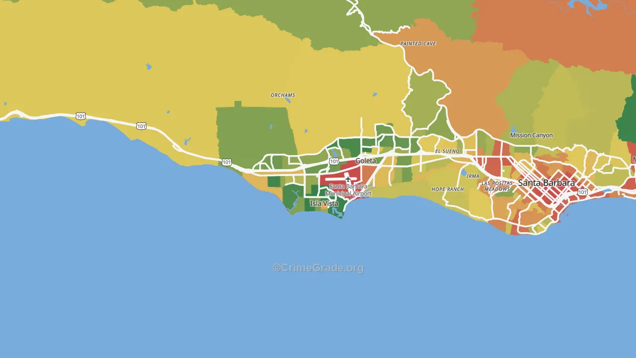Goleta, CA Map of Drug-Related Crime Rates