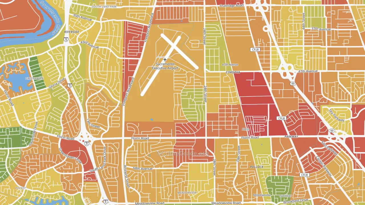 Golf Course Terrace, Sacramento, CA Map of Drug-Related Crime Rates