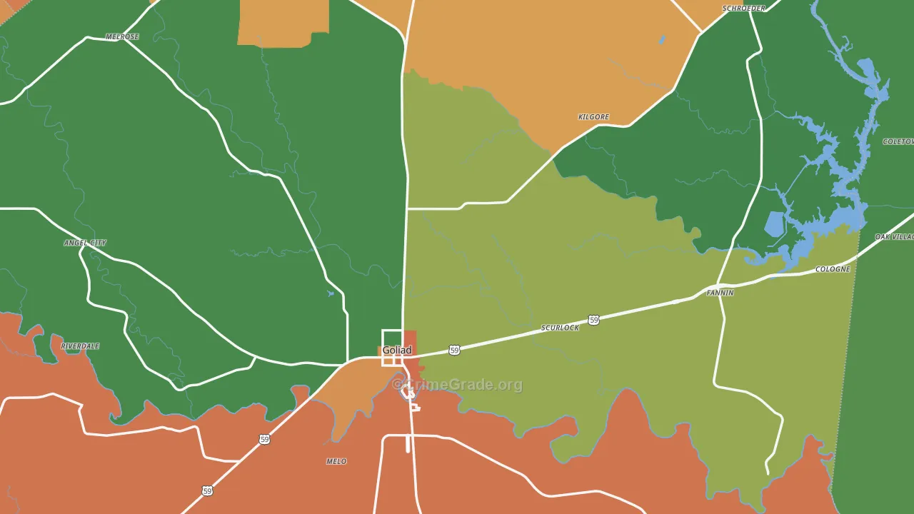 Goliad County, TX Map of Drug-Related Crime Rates